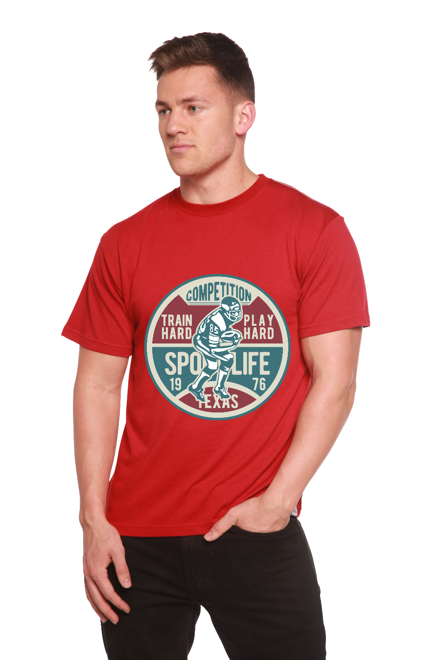 Football Competition Men's Bamboo Viscose/Organic Cotton Short Sleeve Graphic T-Shirt Spun Bamboo