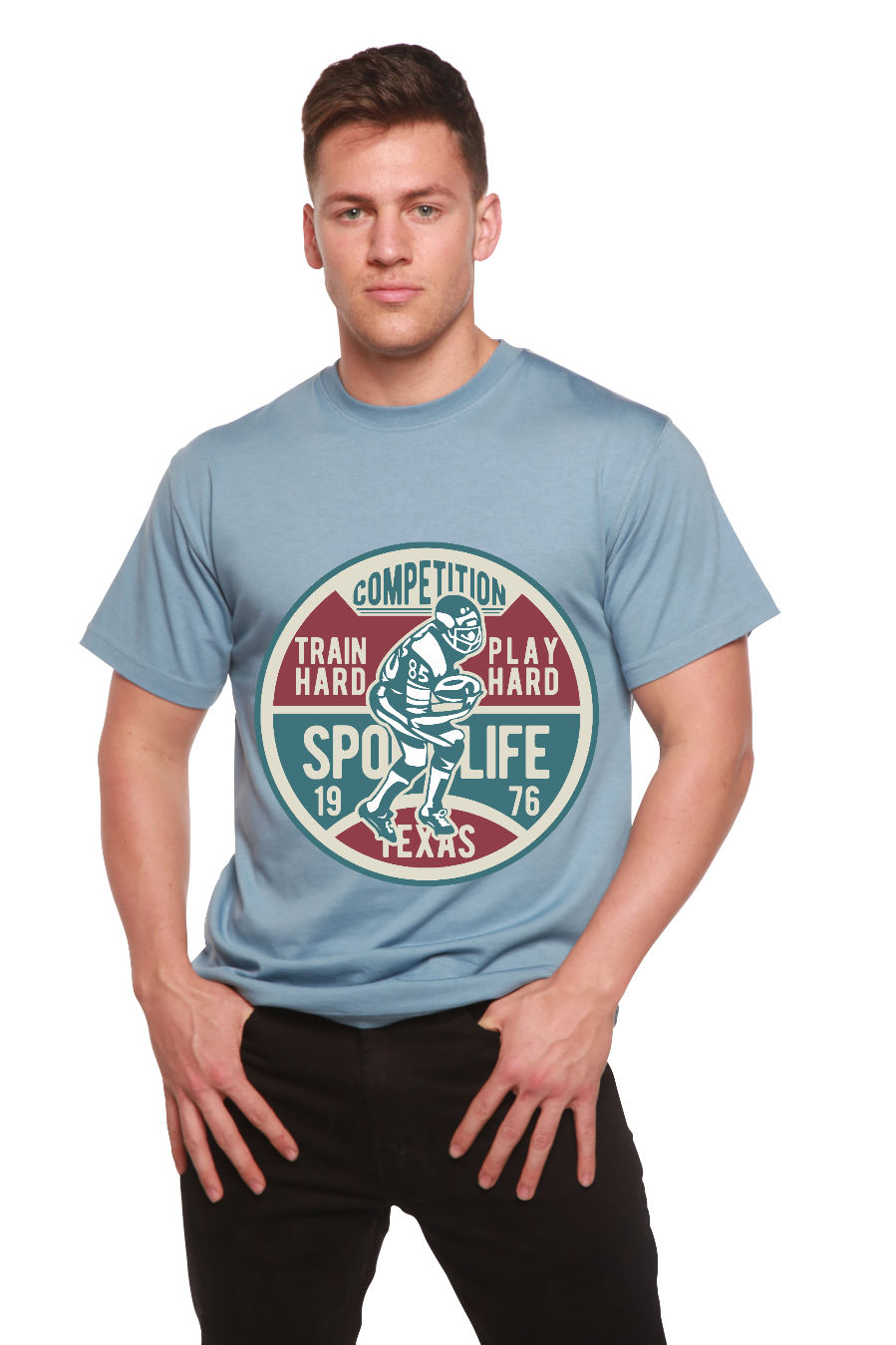 Football Competition Men's Bamboo Viscose/Organic Cotton Short Sleeve Graphic T-Shirt Spun Bamboo