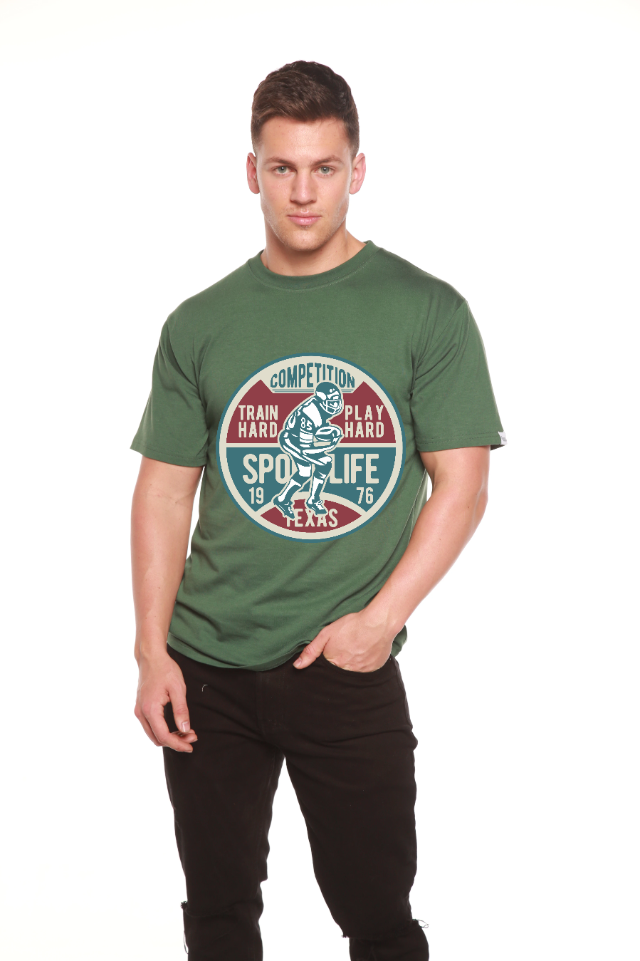 Football Competition Men's Bamboo Viscose/Organic Cotton Short Sleeve Graphic T-Shirt Spun Bamboo
