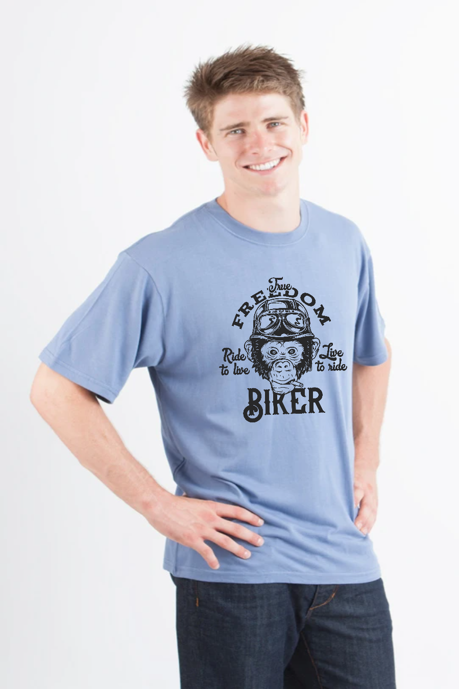 Freedom Biker Men's Bamboo Viscose/Organic Cotton Short Sleeve Graphic T-Shirt Spun Bamboo