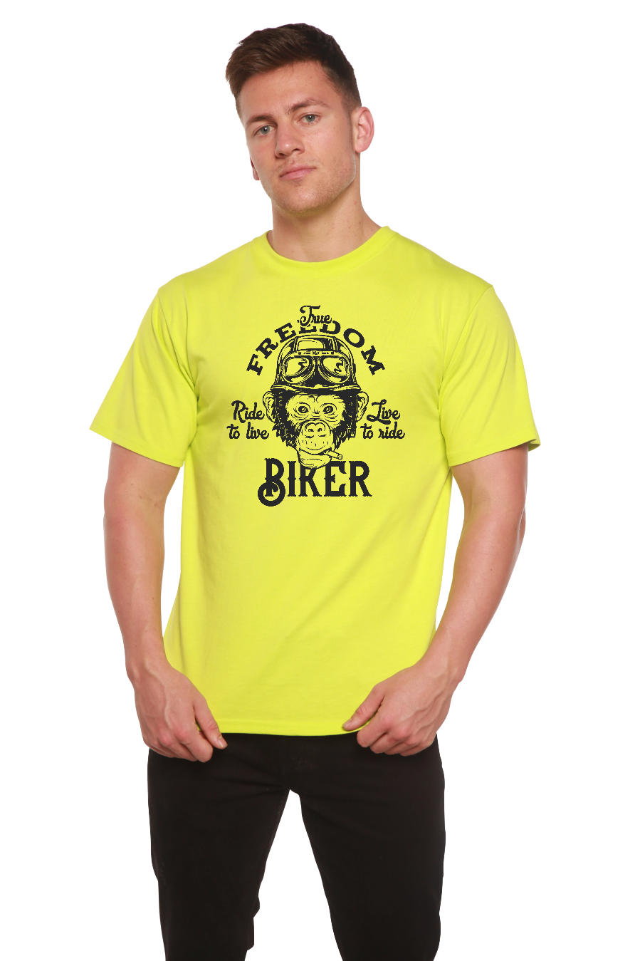 Freedom Biker Men's Bamboo Viscose/Organic Cotton Short Sleeve Graphic T-Shirt Spun Bamboo