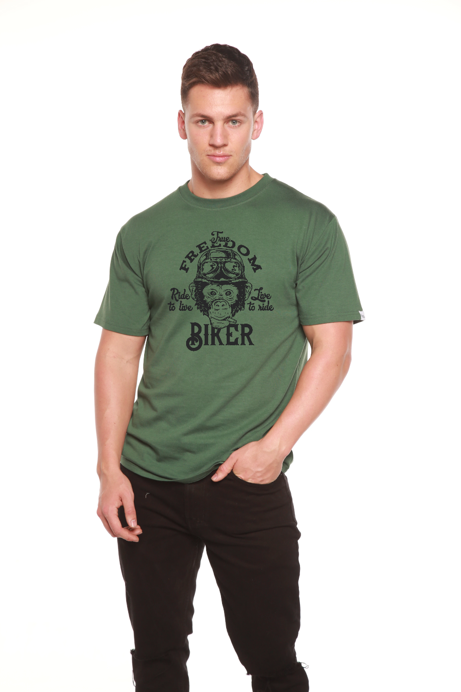 Freedom Biker Men's Bamboo Viscose/Organic Cotton Short Sleeve Graphic T-Shirt Spun Bamboo