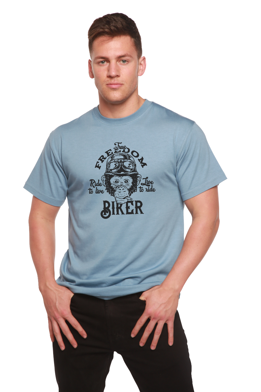 Freedom Biker Men's Bamboo Viscose/Organic Cotton Short Sleeve Graphic T-Shirt Spun Bamboo