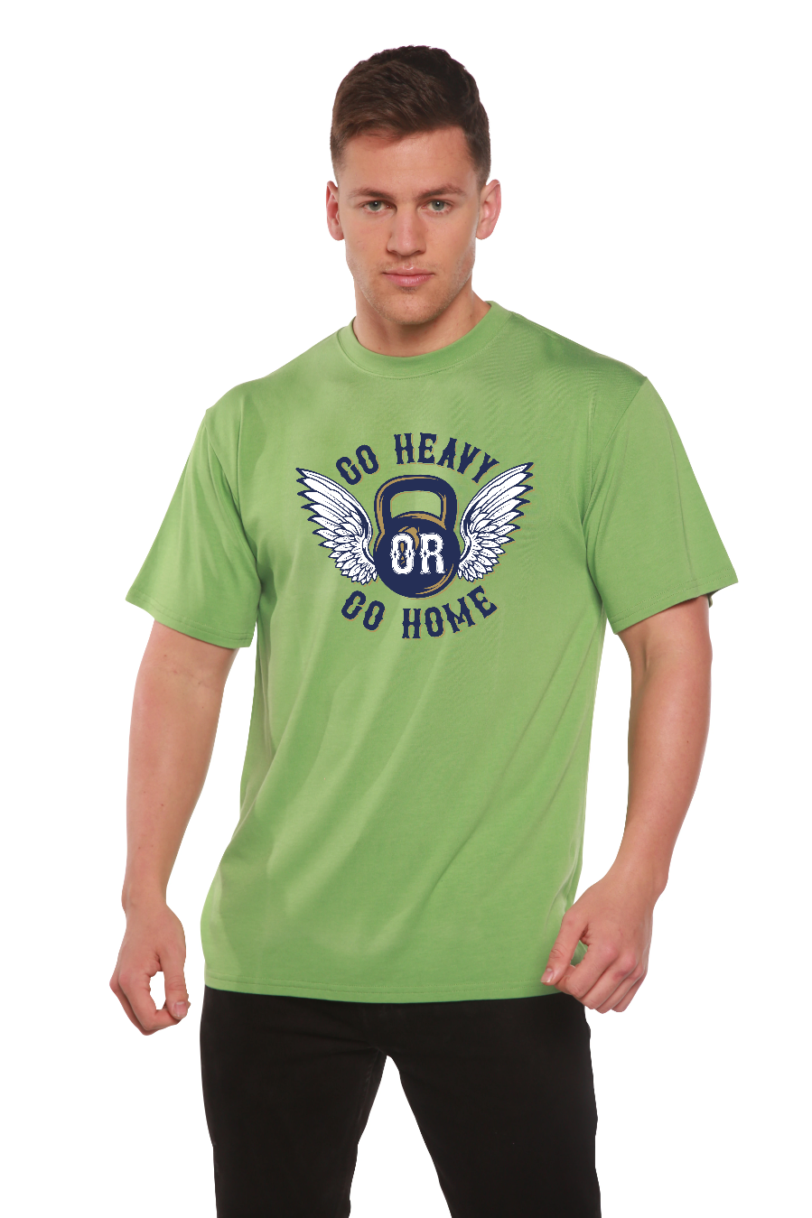 GO HEAVY Men's Bamboo Viscose/Organic Cotton Short Sleeve Graphic T-Shirt Spun Bamboo
