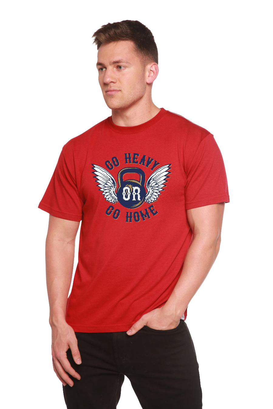 GO HEAVY Men's Bamboo Viscose/Organic Cotton Short Sleeve Graphic T-Shirt Spun Bamboo