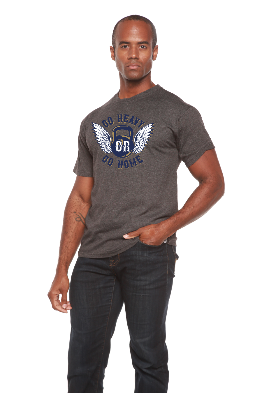 GO HEAVY Men's Bamboo Viscose/Organic Cotton Short Sleeve Graphic T-Shirt Spun Bamboo