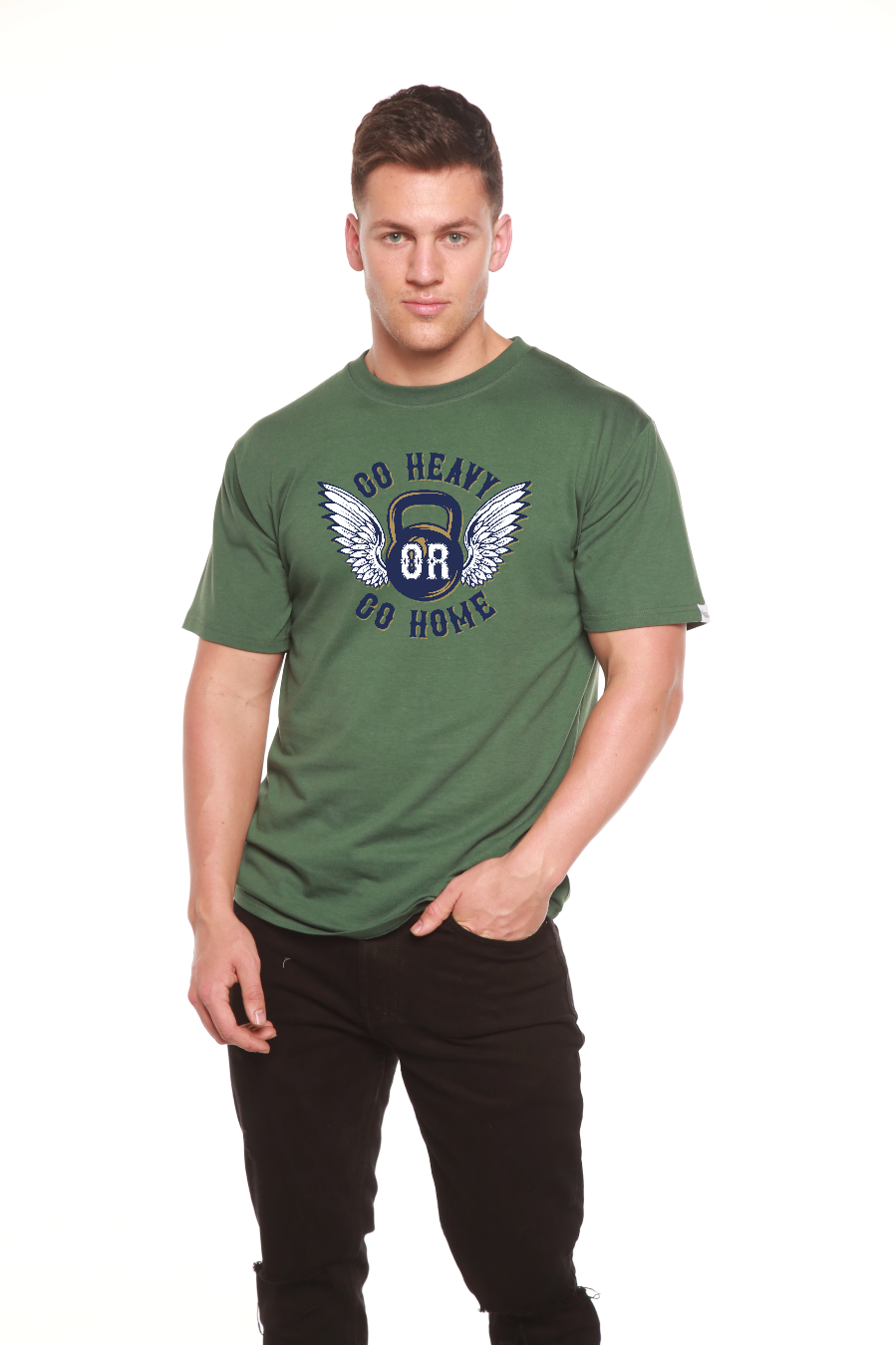 GO HEAVY Men's Bamboo Viscose/Organic Cotton Short Sleeve Graphic T-Shirt Spun Bamboo