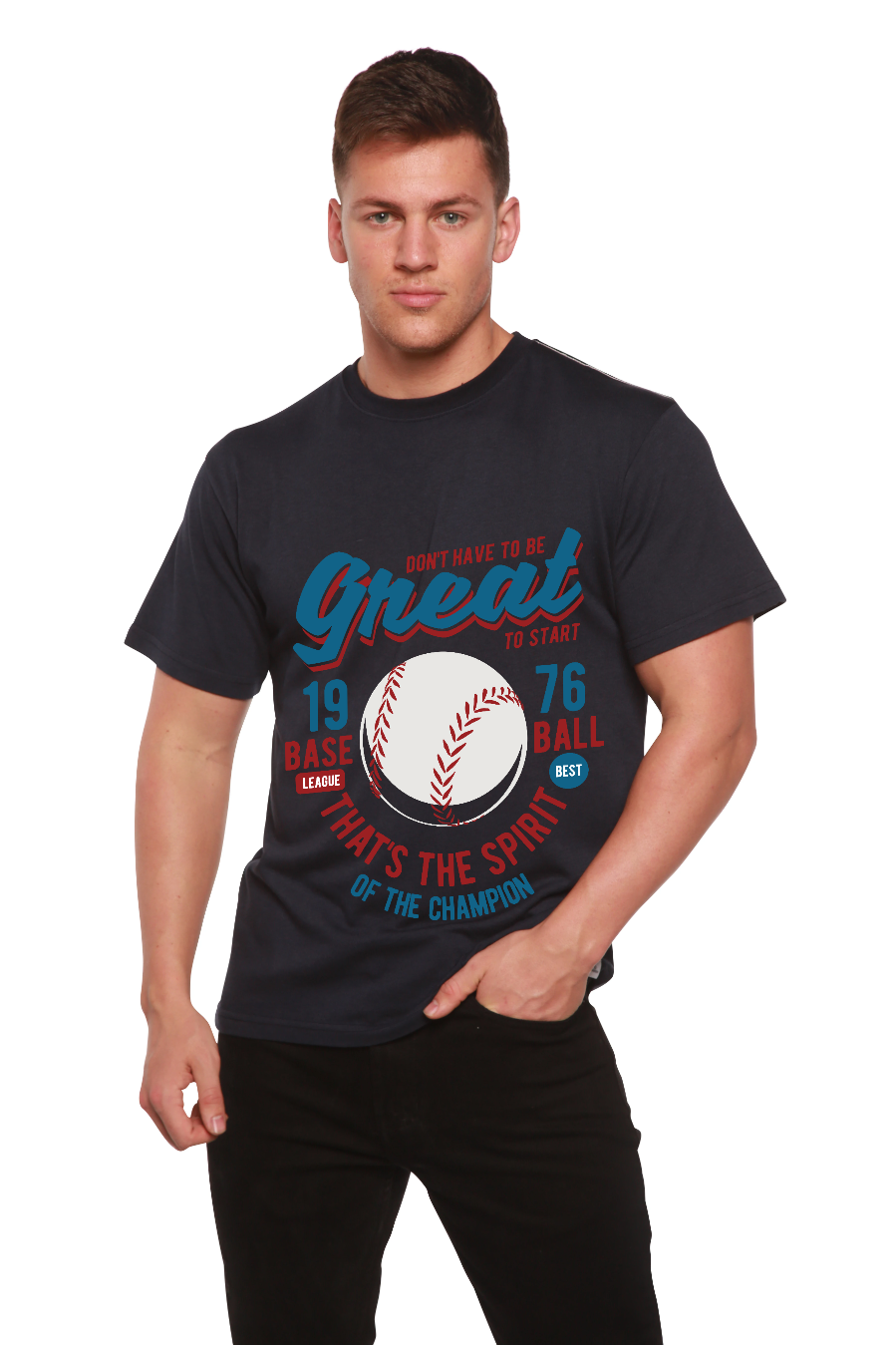 Great Baseball Men's Bamboo Viscose/Organic Cotton Short Sleeve Graphic T-Shirt Spun Bamboo