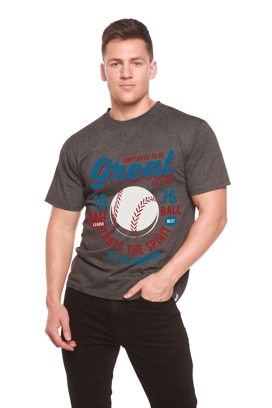 Great Baseball Men's Bamboo Viscose/Organic Cotton Short Sleeve Graphic T-Shirt Spun Bamboo