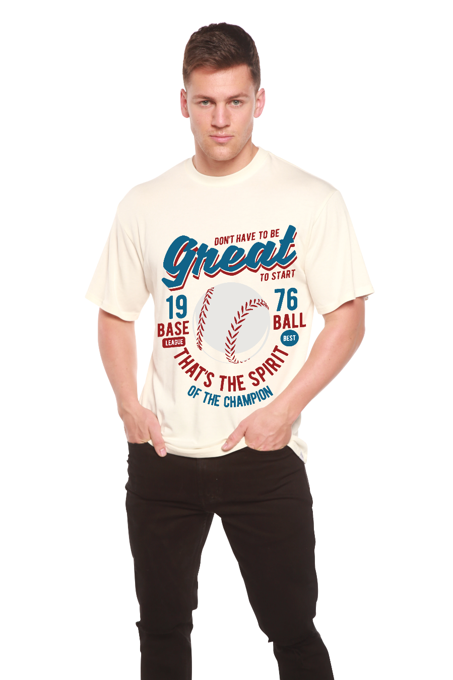 Great Baseball Men's Bamboo Viscose/Organic Cotton Short Sleeve Graphic T-Shirt Spun Bamboo