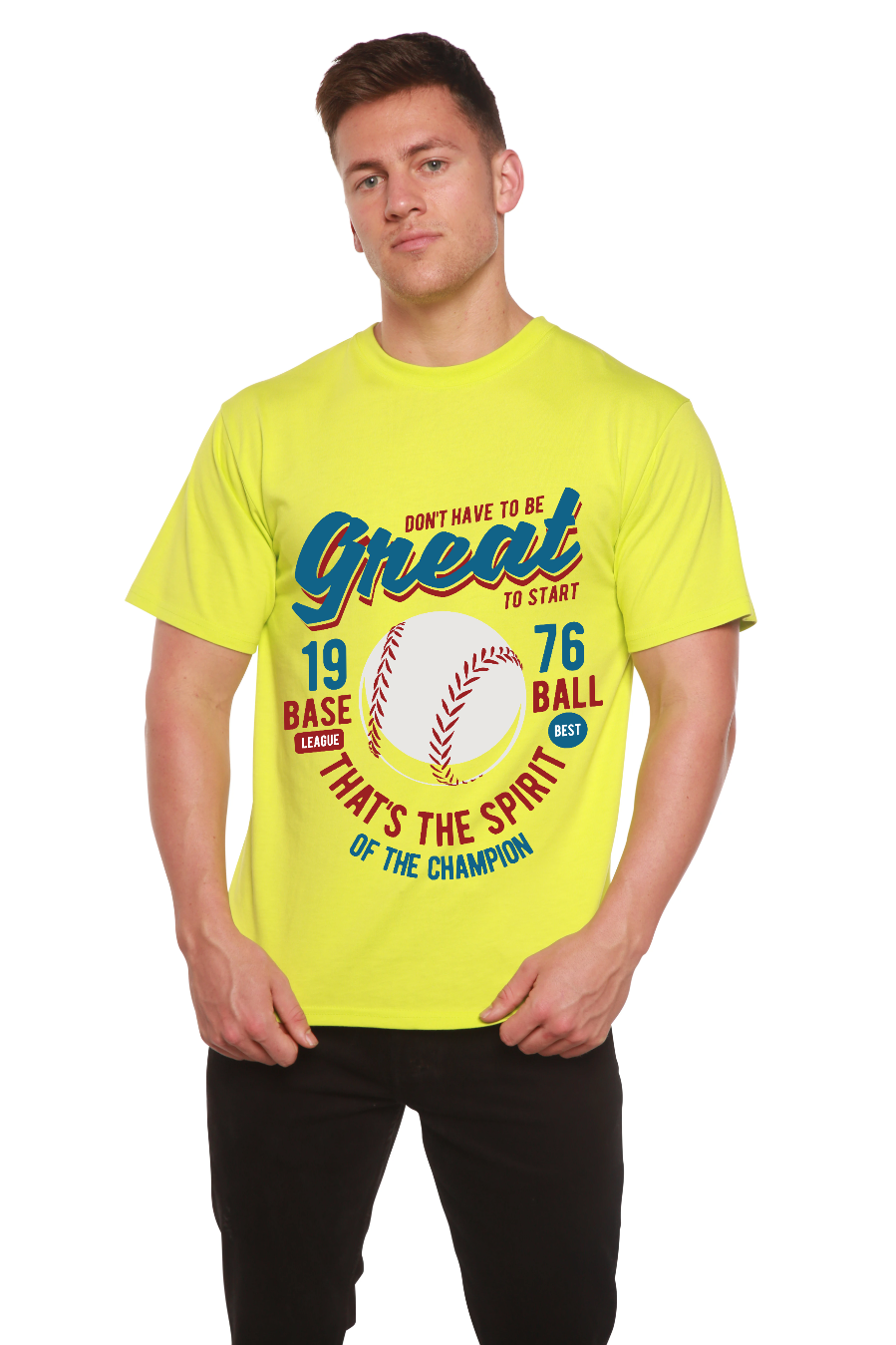 Great Baseball Men's Bamboo Viscose/Organic Cotton Short Sleeve Graphic T-Shirt Spun Bamboo