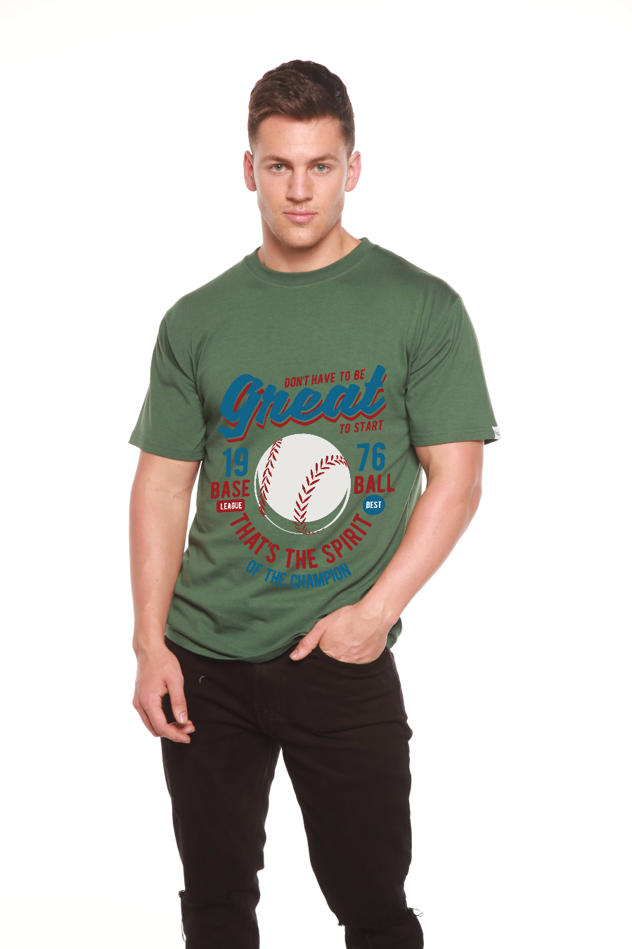 Great Baseball Men's Bamboo Viscose/Organic Cotton Short Sleeve Graphic T-Shirt Spun Bamboo