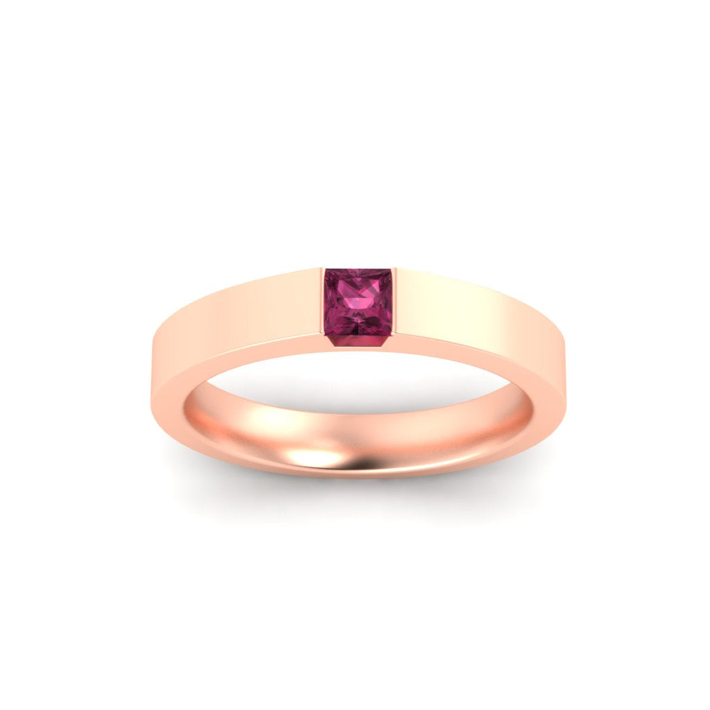 Half Bezel Solitaire Mens Engagement Ring