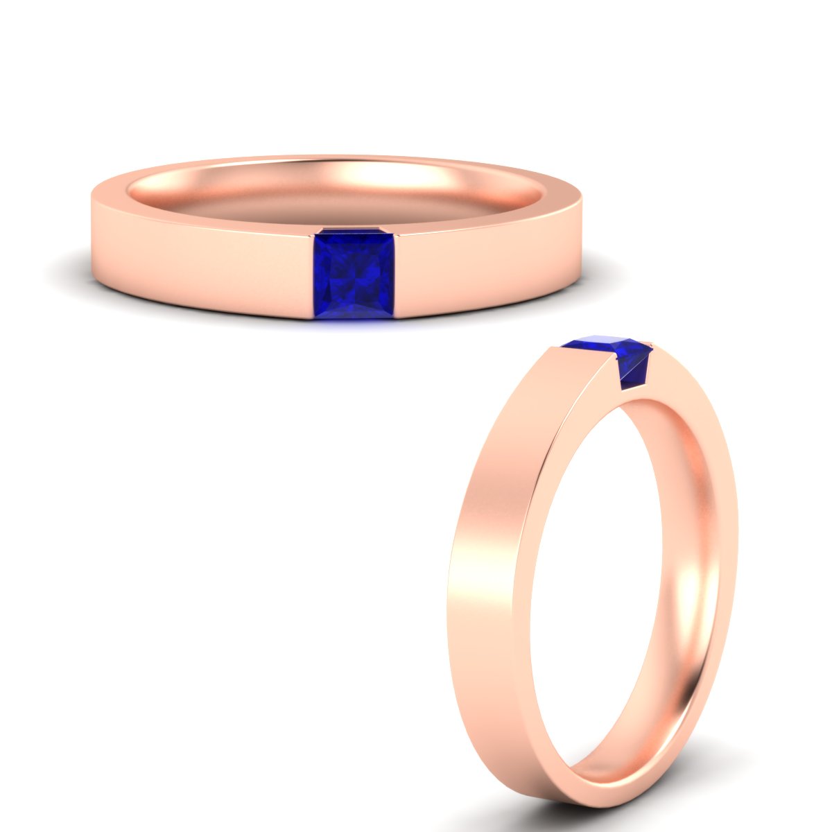 Half Bezel Solitaire Mens Engagement Ring