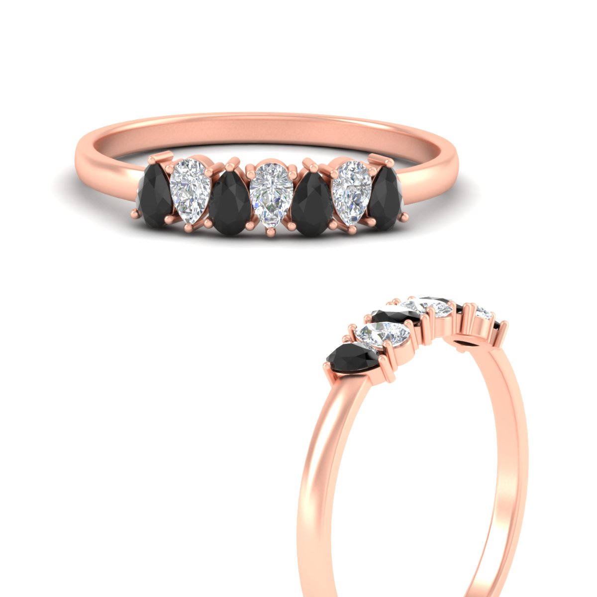 Half Carat 7 Stone Wedding Band Diamond Teardrop