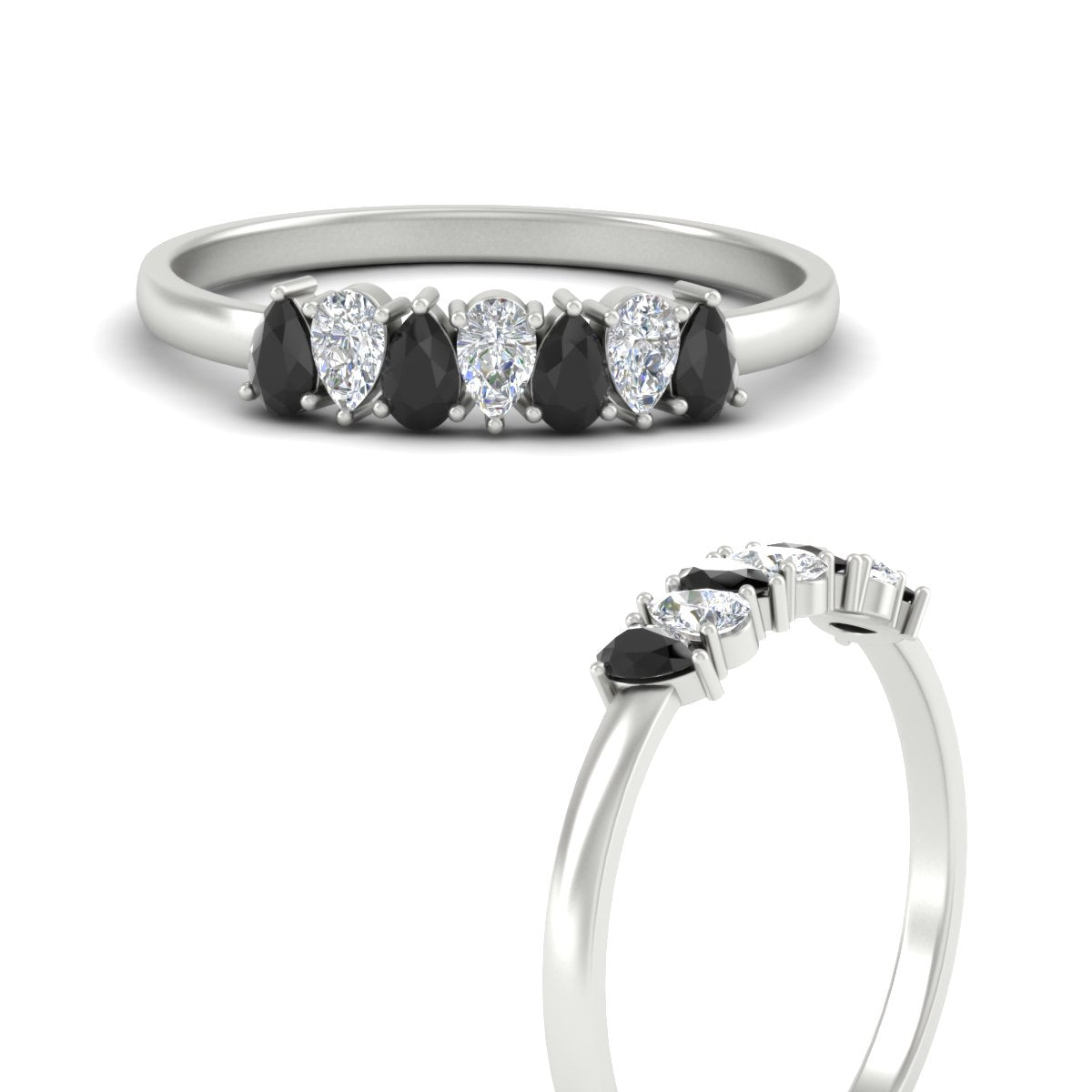 Half Carat 7 Stone Wedding Band Diamond Teardrop