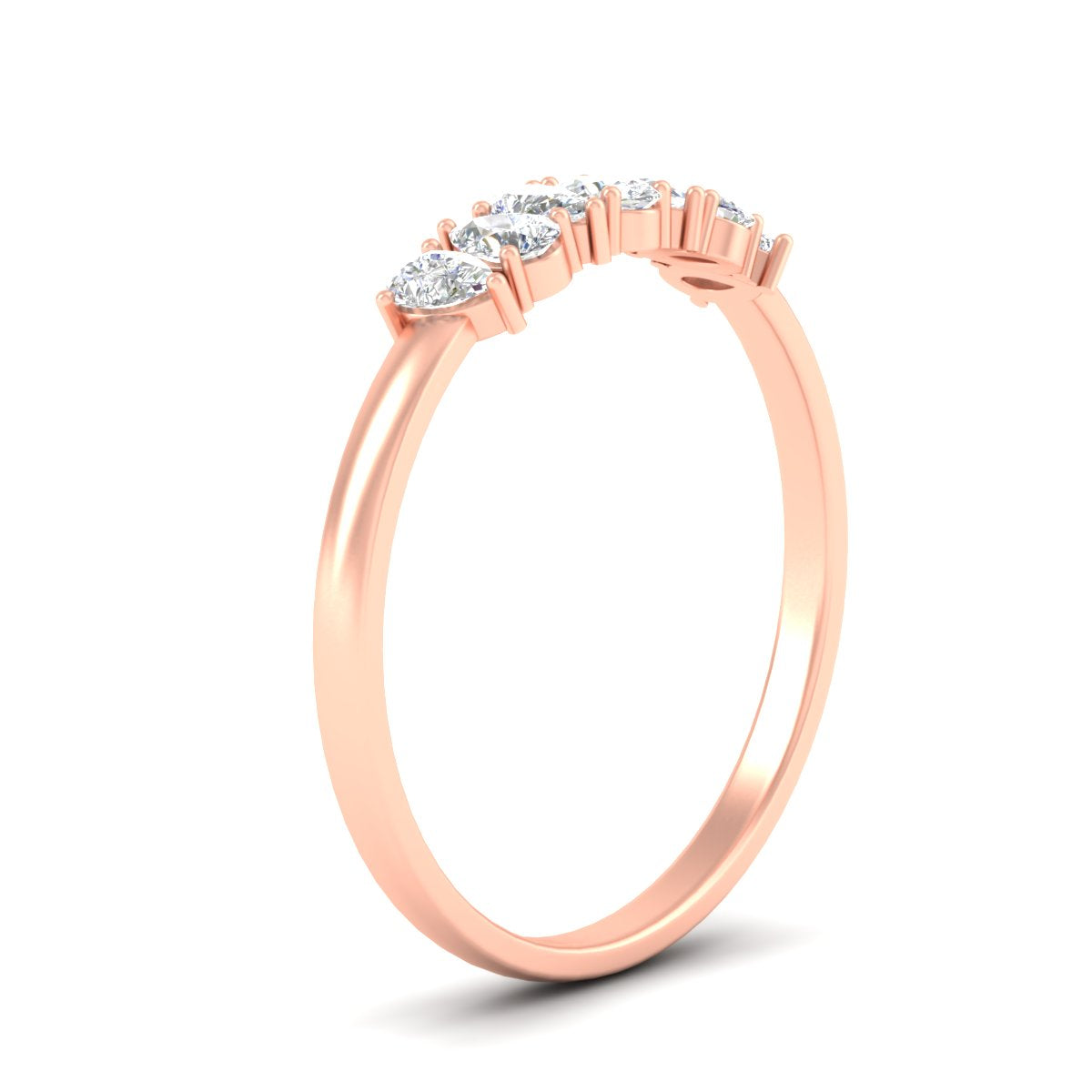 Half Carat 7 Stone Wedding Band Diamond Teardrop