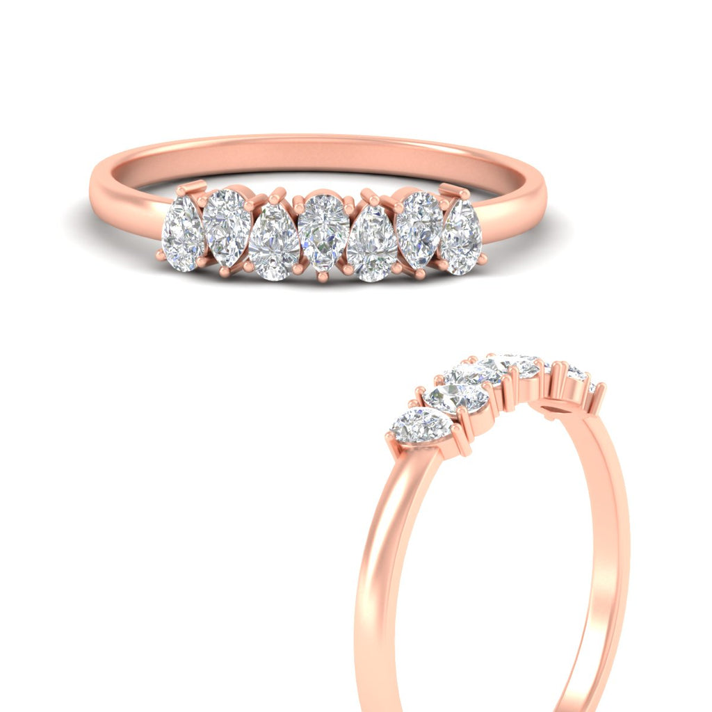 Half Carat 7 Stone Wedding Band Diamond Teardrop