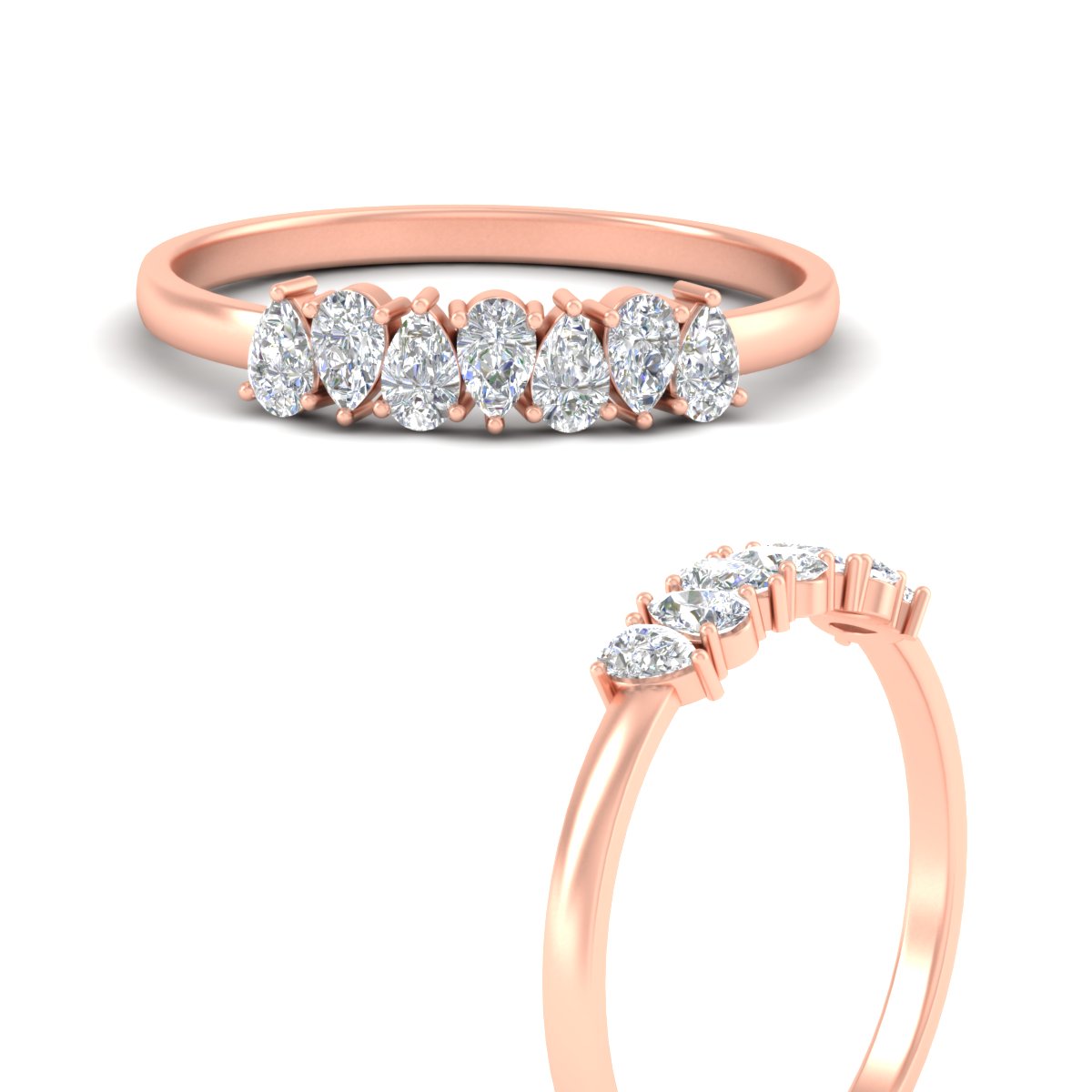 Half Carat 7 Stone Wedding Band Diamond Teardrop