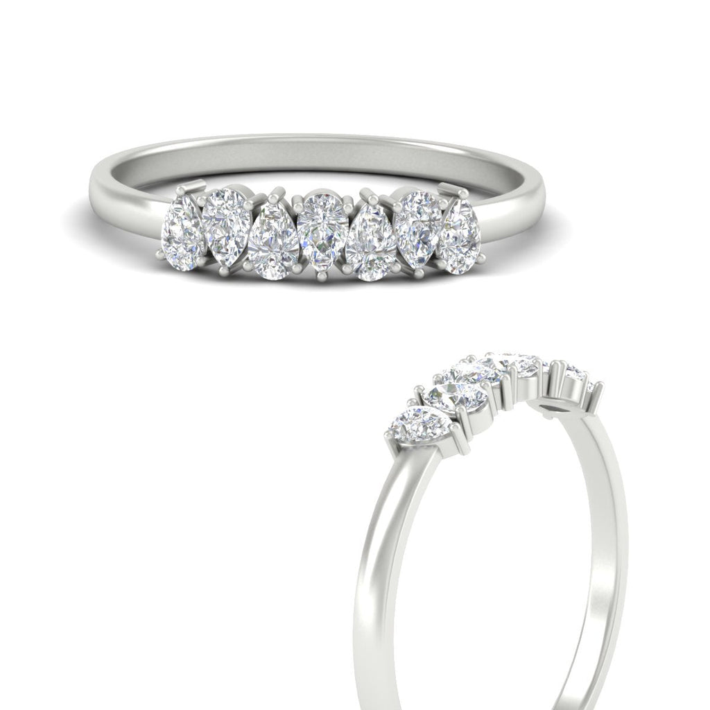 Half Carat 7 Stone Wedding Band Diamond Teardrop