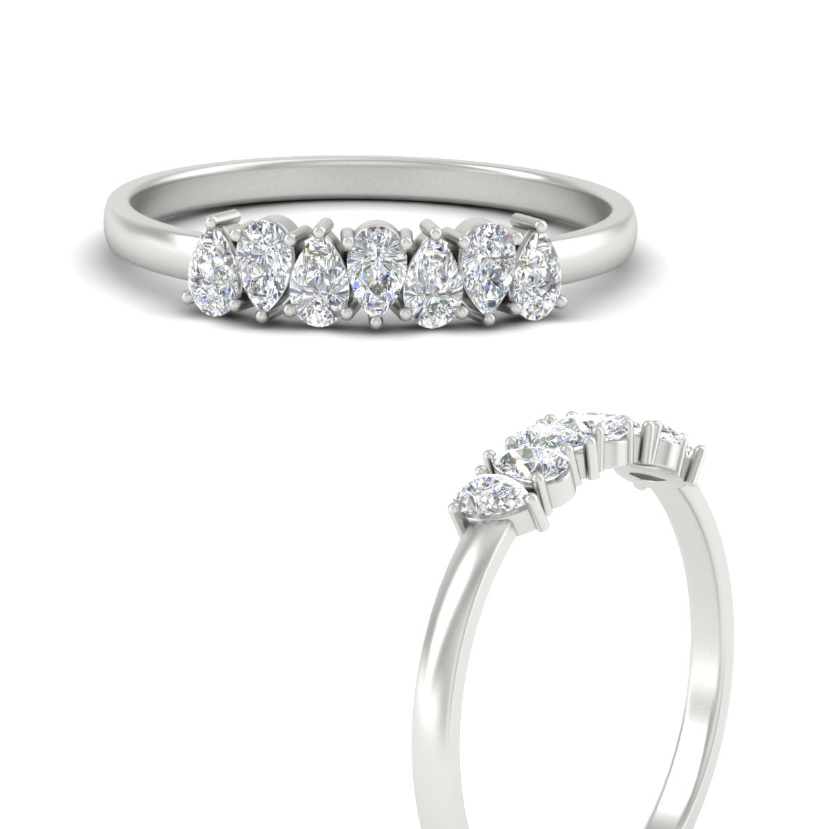 Half Carat 7 Stone Wedding Band Diamond Teardrop