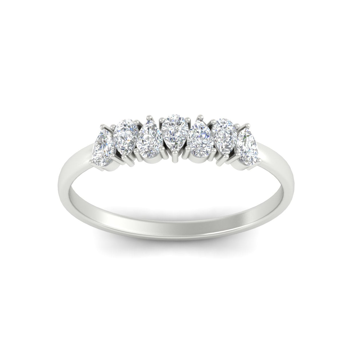 Half Carat 7 Stone Wedding Band Diamond Teardrop