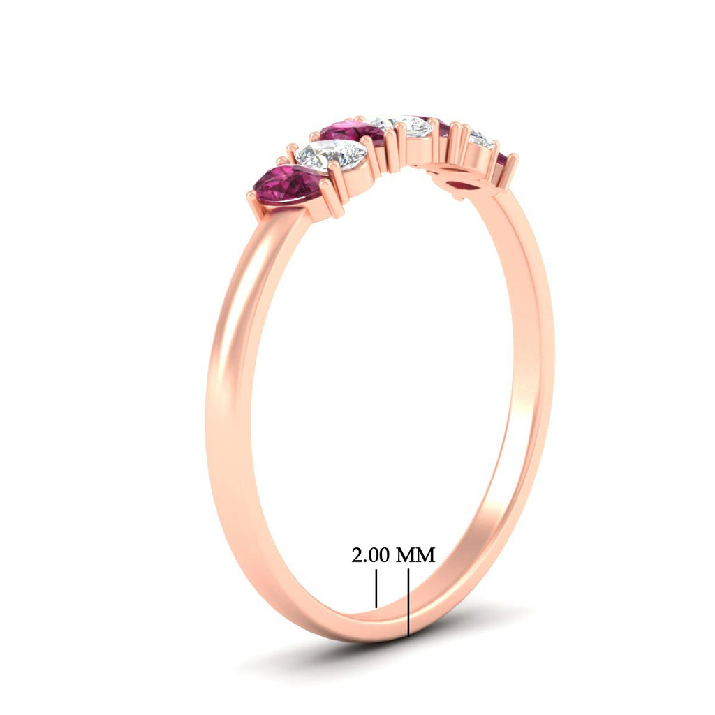 Half Carat 7 Stone Wedding Band Diamond Teardrop