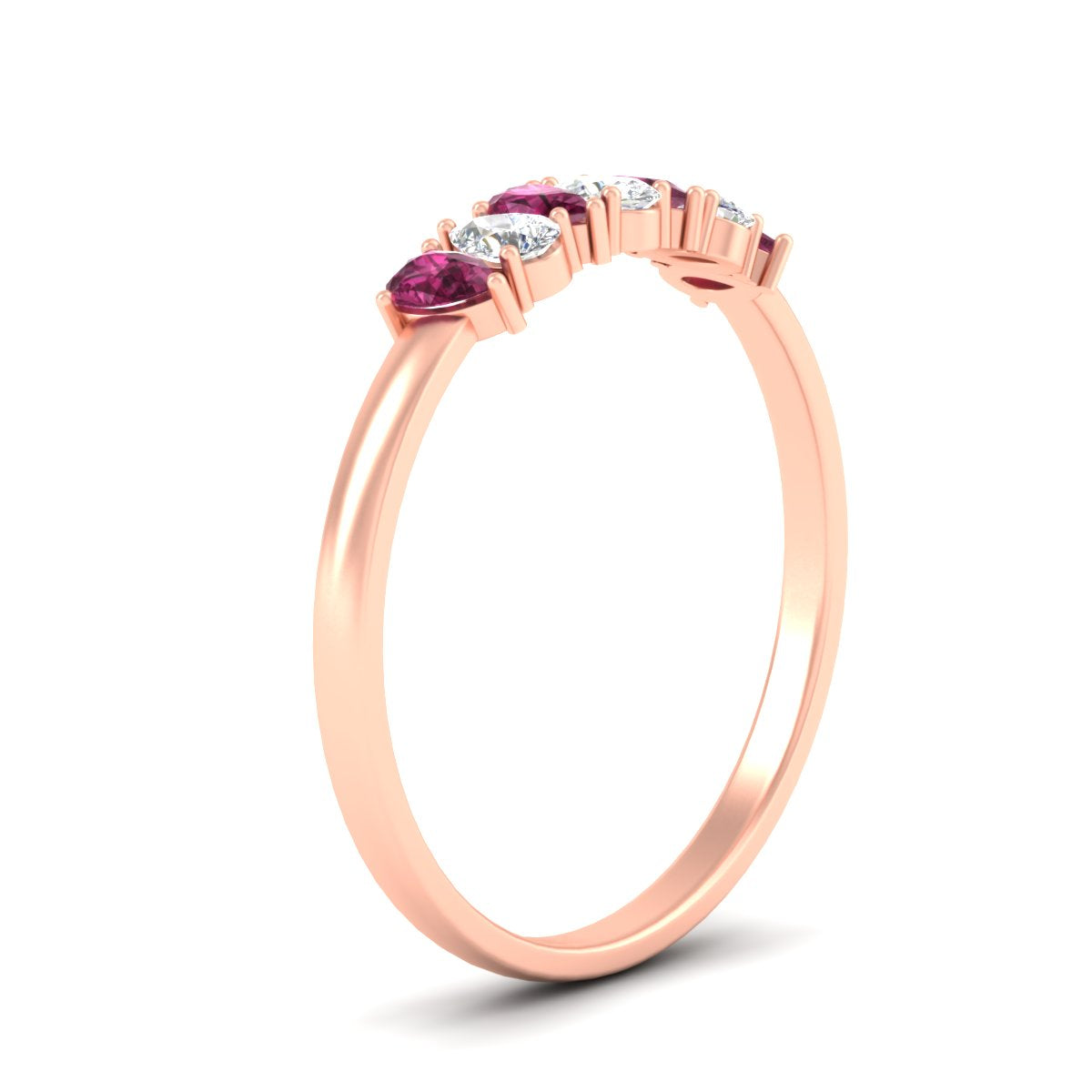 Half Carat 7 Stone Wedding Band Diamond Teardrop