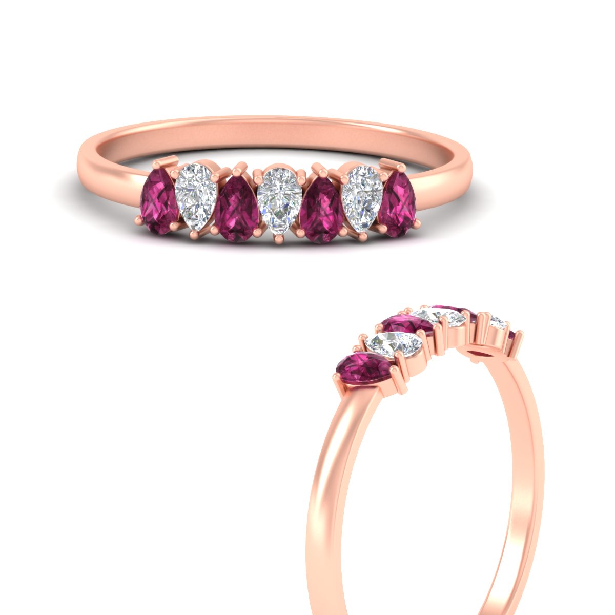 Half Carat 7 Stone Wedding Band Diamond Teardrop