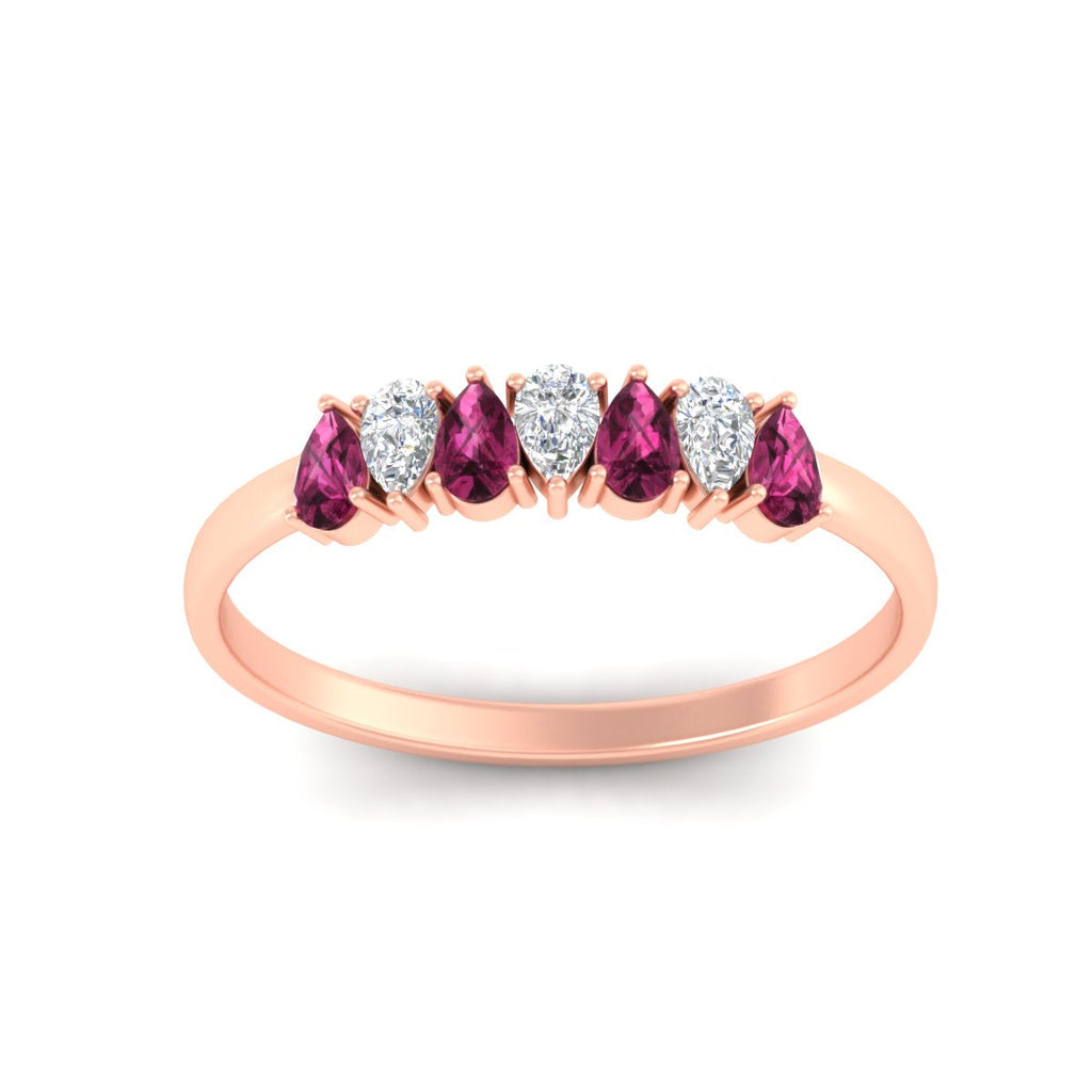 Half Carat 7 Stone Wedding Band Diamond Teardrop