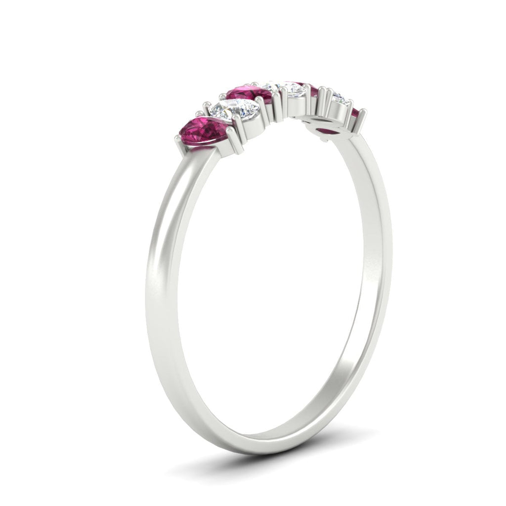 Half Carat 7 Stone Wedding Band Diamond Teardrop