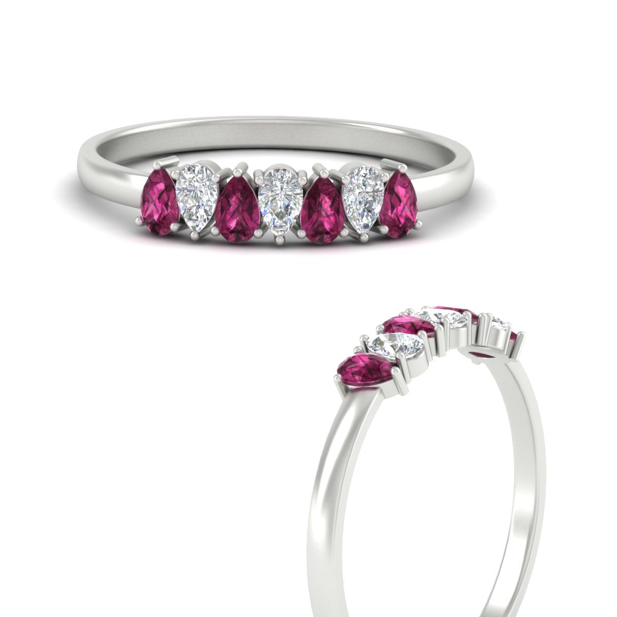 Half Carat 7 Stone Wedding Band Diamond Teardrop