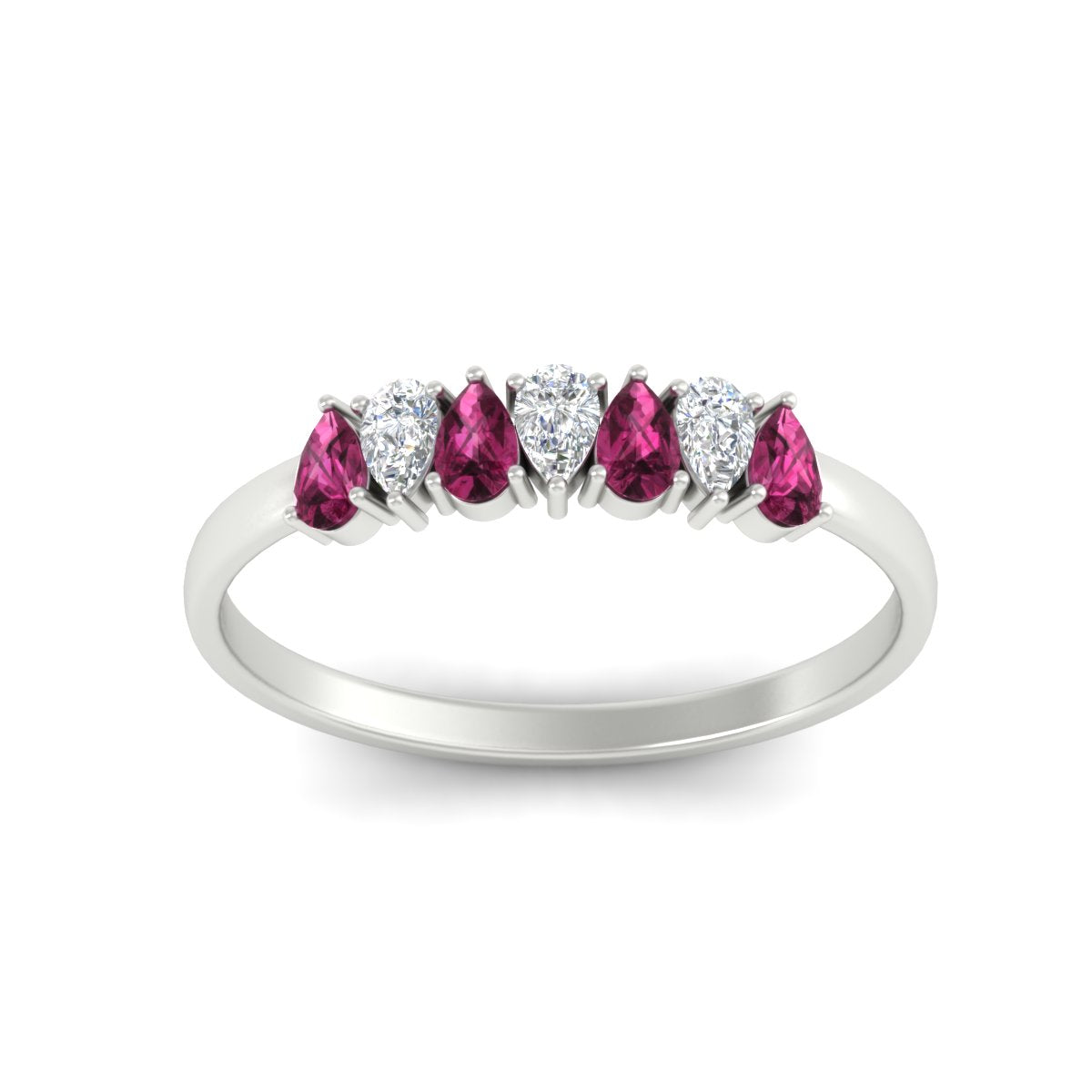 Half Carat 7 Stone Wedding Band Diamond Teardrop