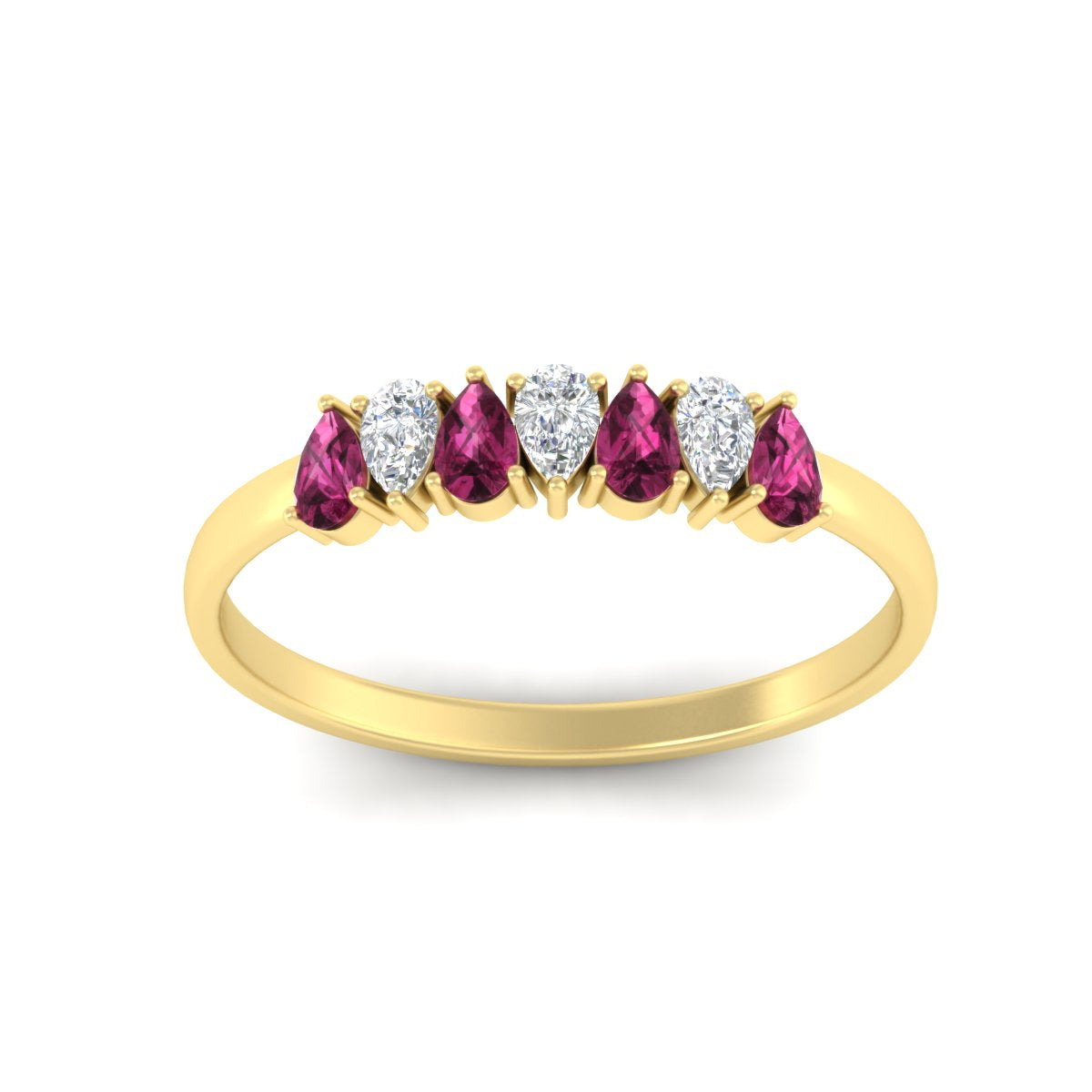 Half Carat 7 Stone Wedding Band Diamond Teardrop
