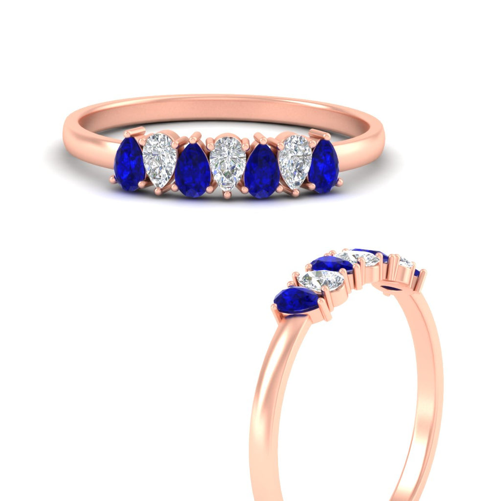 Half Carat 7 Stone Wedding Band Diamond Teardrop