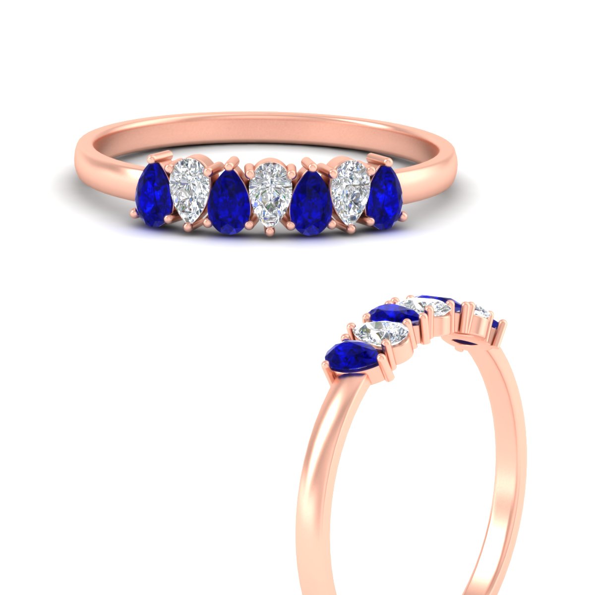 Half Carat 7 Stone Wedding Band Diamond Teardrop