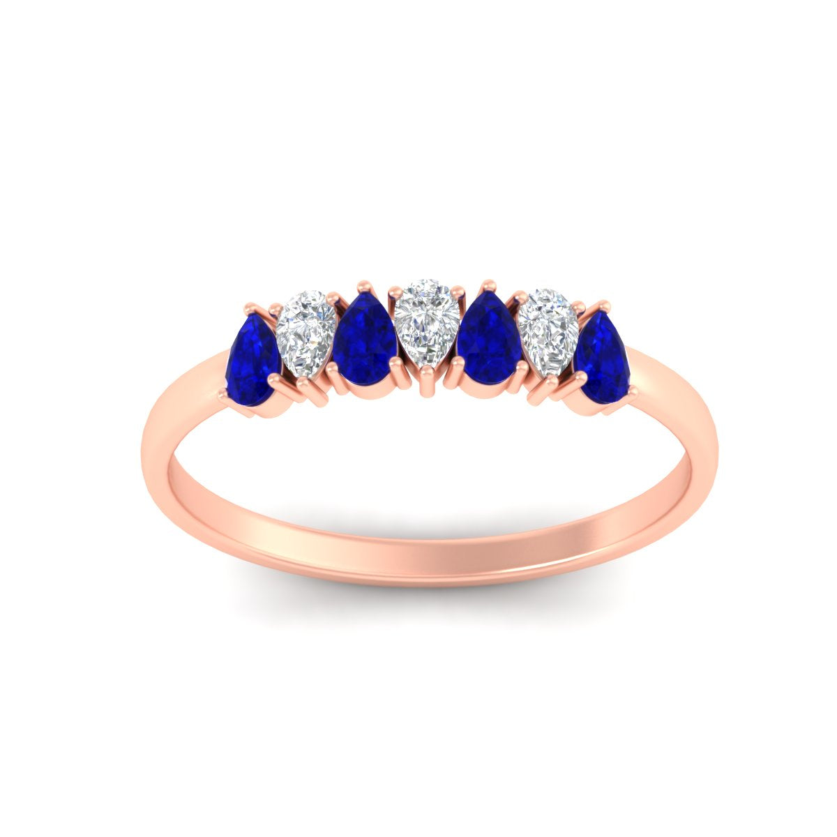 Half Carat 7 Stone Wedding Band Diamond Teardrop