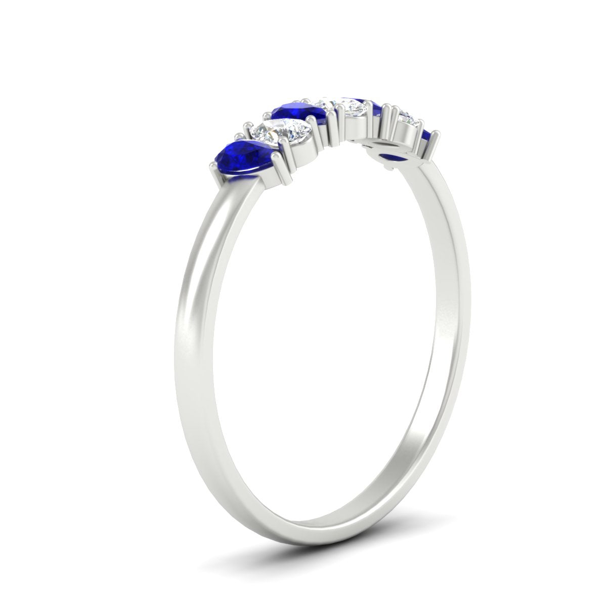 Half Carat 7 Stone Wedding Band Diamond Teardrop
