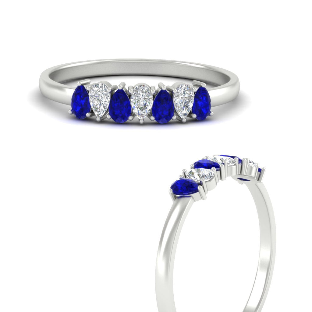 Half Carat 7 Stone Wedding Band Diamond Teardrop