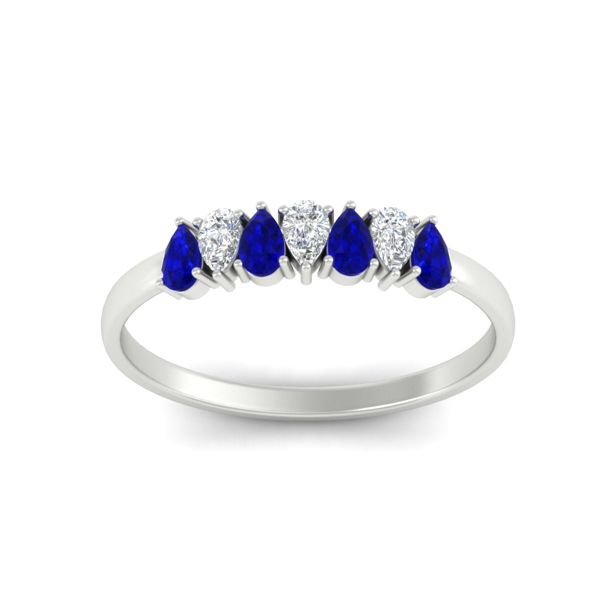 Half Carat 7 Stone Wedding Band Diamond Teardrop