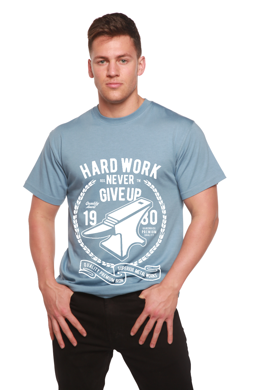 Hard Work Anvil Men's Bamboo Viscose/Organic Cotton Short Sleeve Graphic T-Shirt Spun Bamboo