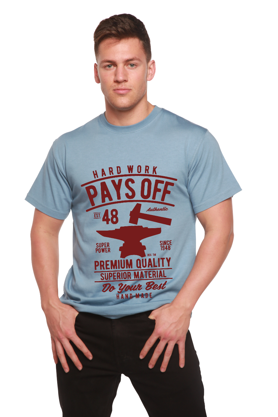 Hard Work Pays Men's Bamboo Viscose/Organic Cotton Short Sleeve Graphic T-Shirt Spun Bamboo