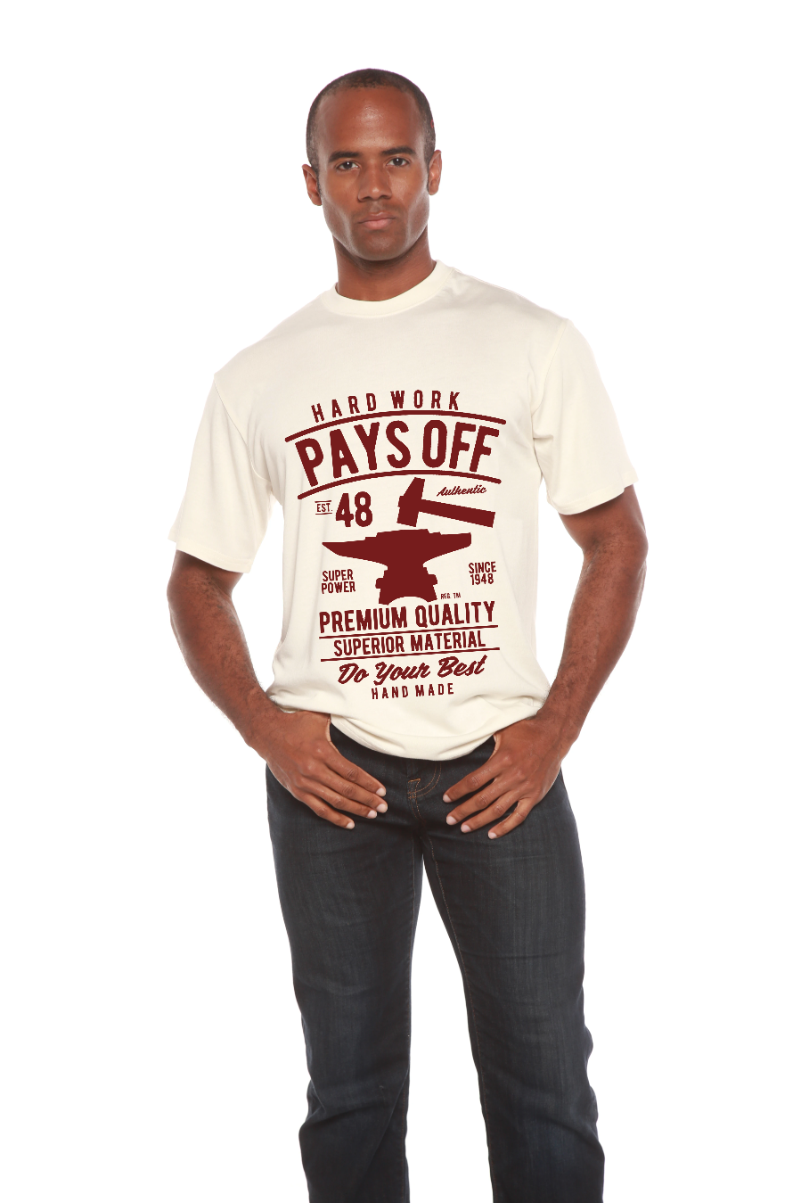 Hard Work Pays Men's Bamboo Viscose/Organic Cotton Short Sleeve Graphic T-Shirt Spun Bamboo