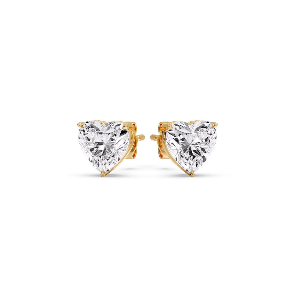 3 Prong Heart Shaped Diamond Solitaire Stud Earring in Basket Setting