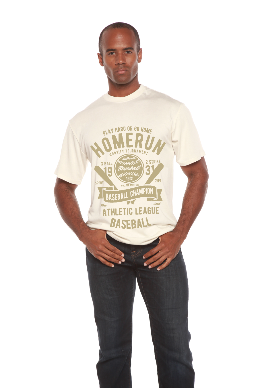 Homerun Baseball Men's Bamboo Viscose/Organic Cotton Short Sleeve Graphic T-Shirt Spun Bamboo