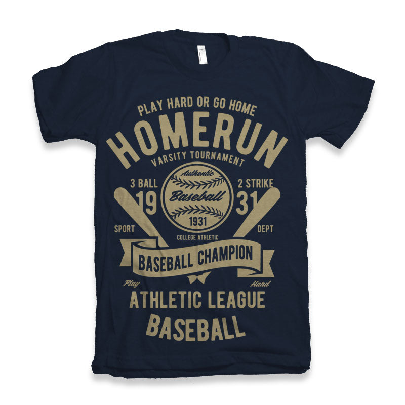 Homerun Baseball Men's Bamboo Viscose/Organic Cotton Short Sleeve Graphic T-Shirt Spun Bamboo