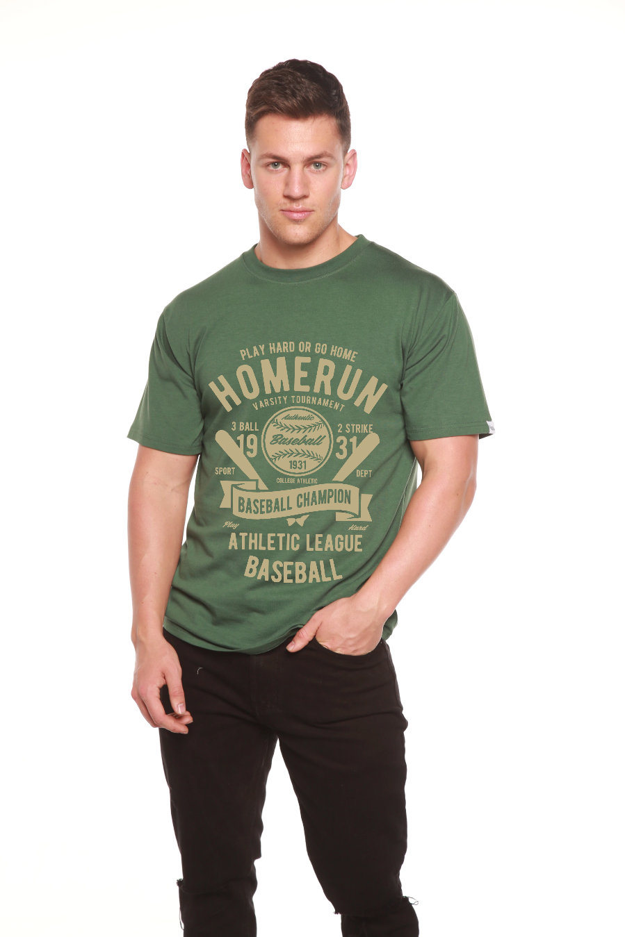 Homerun Baseball Men's Bamboo Viscose/Organic Cotton Short Sleeve Graphic T-Shirt Spun Bamboo