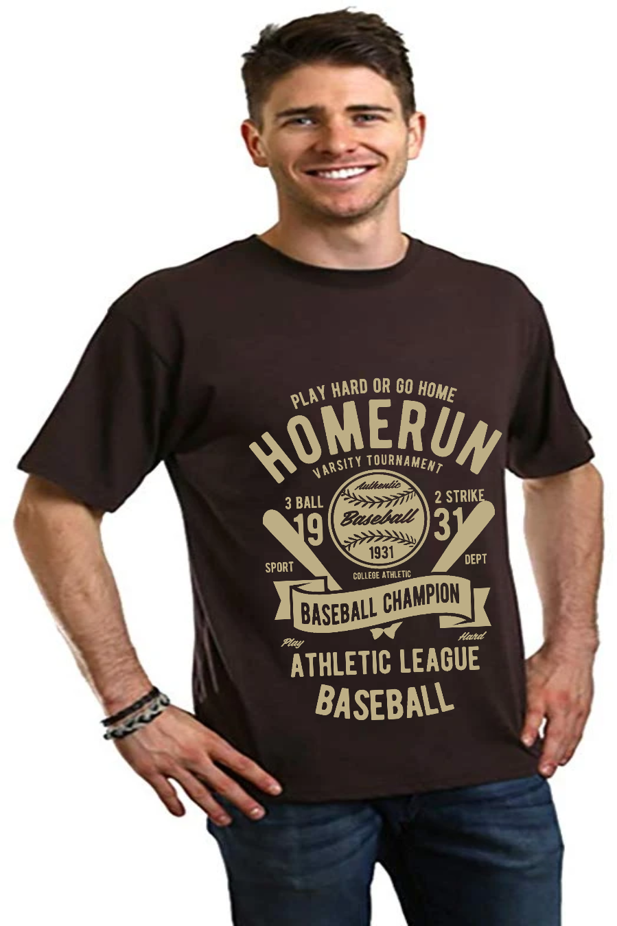 Homerun Baseball Men's Bamboo Viscose/Organic Cotton Short Sleeve Graphic T-Shirt Spun Bamboo