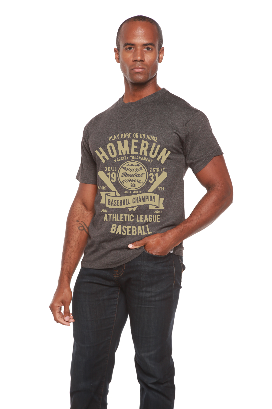 Homerun Baseball Men's Bamboo Viscose/Organic Cotton Short Sleeve Graphic T-Shirt Spun Bamboo