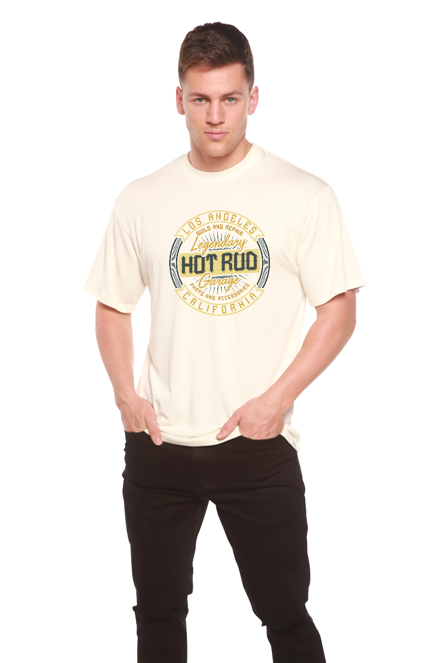 HOT ROO Men's Bamboo Viscose/Organic Cotton Short Sleeve Graphic T-Shirt Spun Bamboo